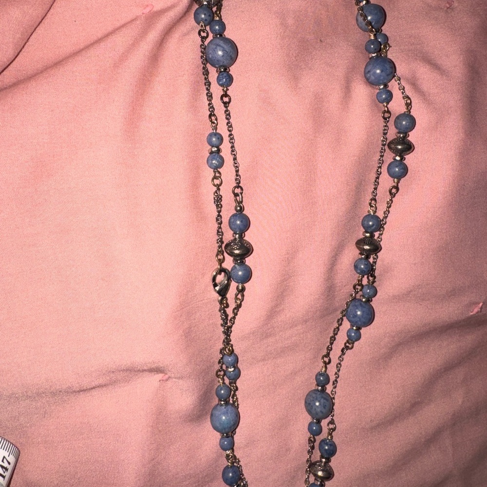 Elegant Blue Beaded Necklace and bracelet